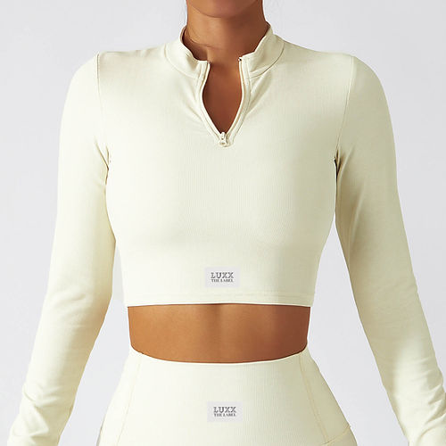 Misha Long Sleeve Zip Up - Cream