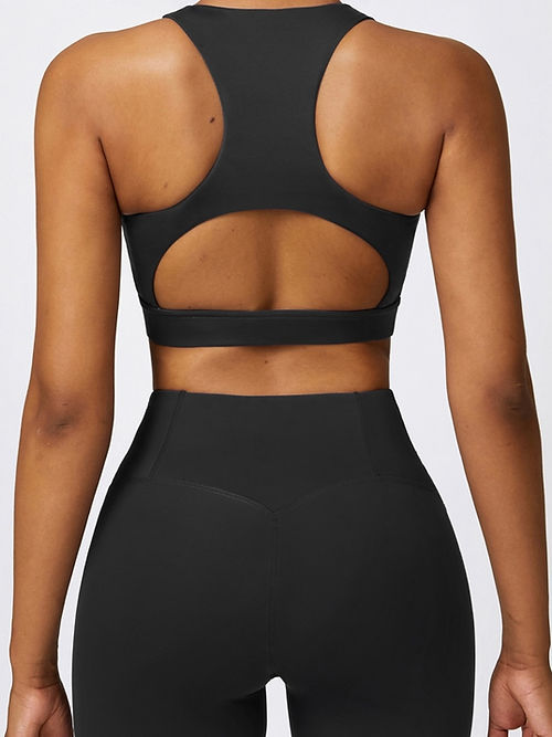 Ciara Smooth High Neck Crop Top - Black