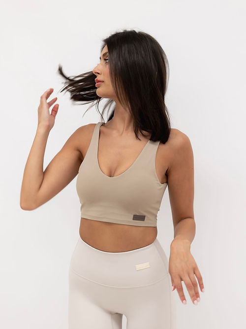 Isabella Smooth Crop Top - Pastel Khaki