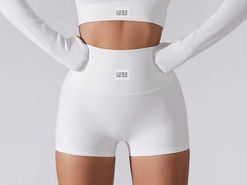 Sienna Ribbed Mini Bike Shorts - White